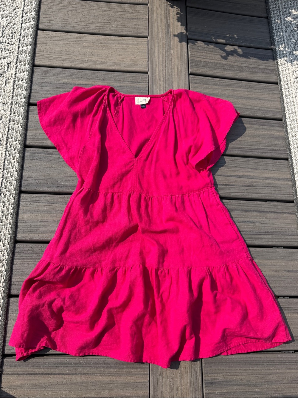 Universal Thread Hot Pink Tiered V-Neck Casual Sun Dress